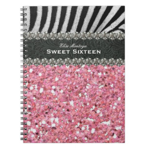 Pink Zebra Sweet Sixteen Personalised Notebook