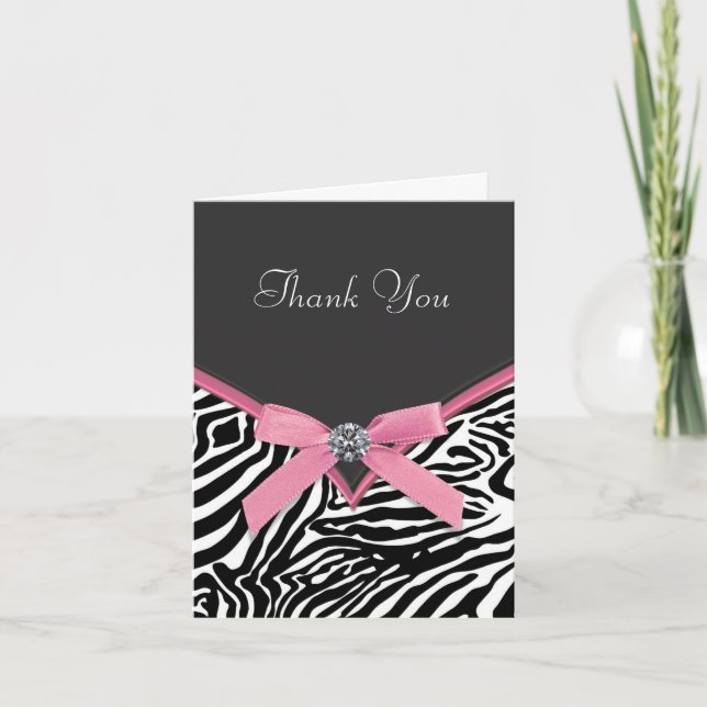 Pink Zebra Thank You Cards (Front)