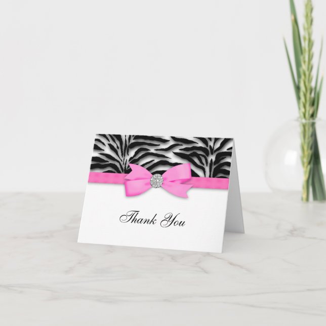 Pink Zebra Thank You Cards (Front)