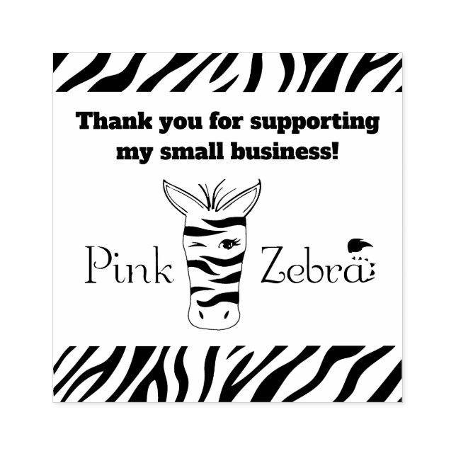 Pink Zebra Thank You Stamp | Business Supplies (Imprint)