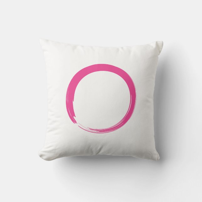 Pink Zen Symbol / Enso Circle Cushion (Front)