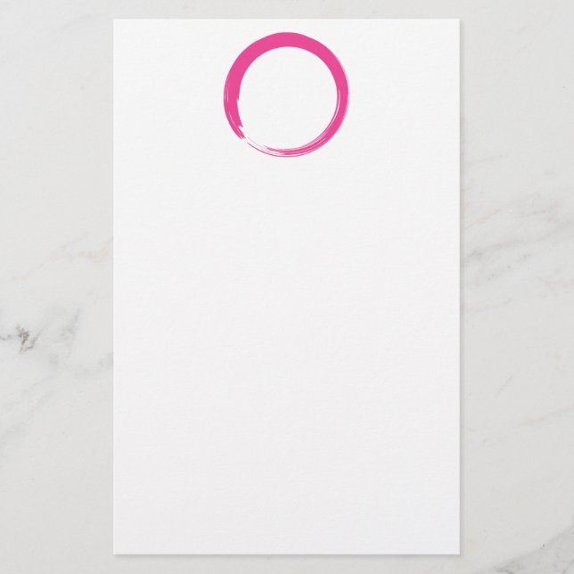 Pink Zen Symbol / Enso Circle Stationery (Front)