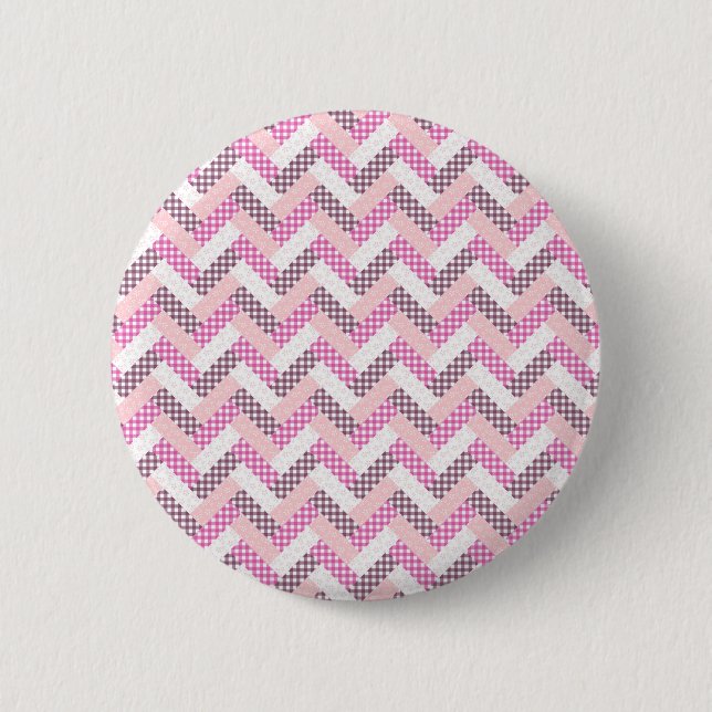 Pink Zig Zag Quilt Pattern Gifts for Her 6 Cm Round Badge (Front)