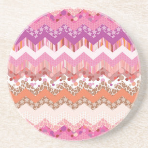 Pink zigzag background coaster