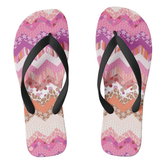 Pink zigzag background jandals (Footbed)
