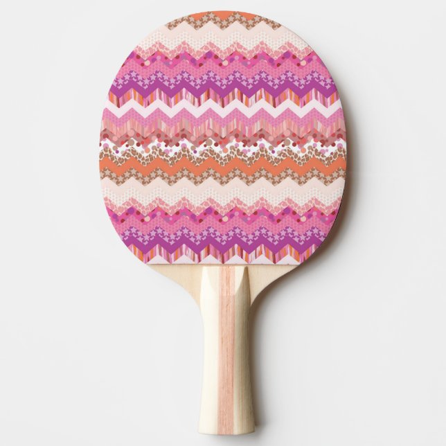 Pink zigzag background ping pong paddle (Front)