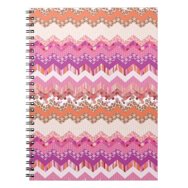 Pink zigzag background spiral notebook (Front)