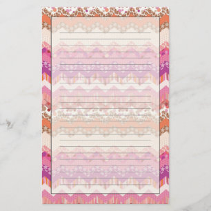 Pink zigzag background stationery