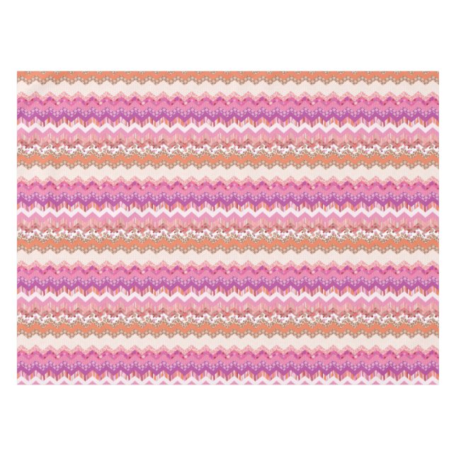 Pink zigzag background tablecloth (Front (Horizontal))