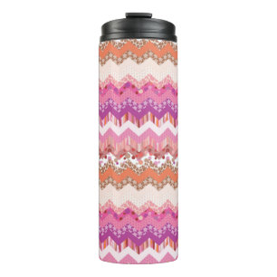 Pink zigzag background thermal tumbler
