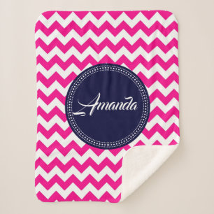 Pink Zigzag Chevron Seamless Pattern Sherpa Blanket