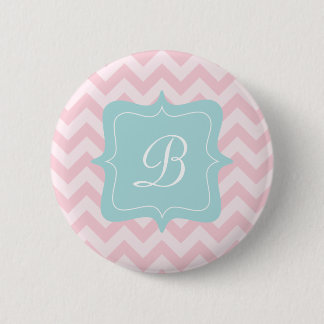 Pink Zigzag Monogram 6 Cm Round Badge