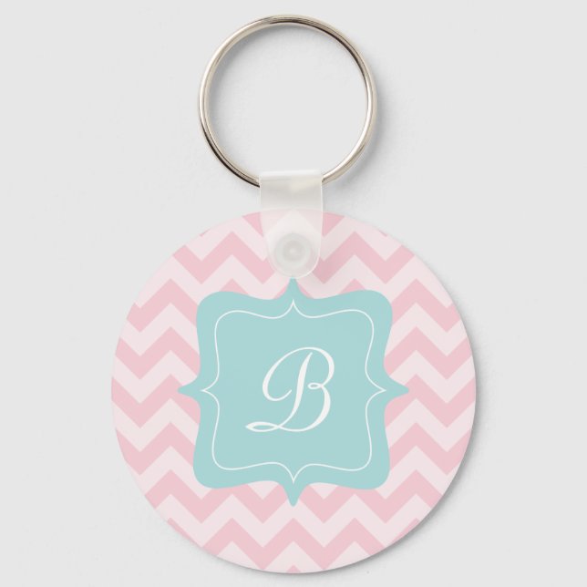 Pink Zigzag Monogram Key Ring (Front)