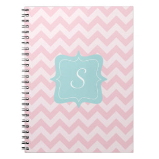 Pink Zigzag Monogram Spiral Notebook