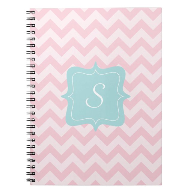 Pink Zigzag Monogram Spiral Notebook (Front)
