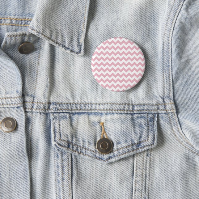 Pink Zigzag, Pink Chevron, Geometric Pattern 6 Cm Round Badge (In Situ)