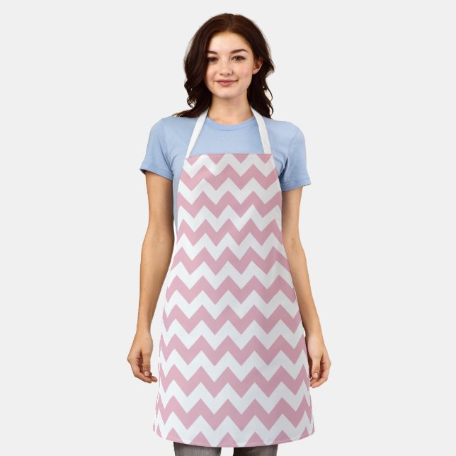 Pink Zigzag, Pink Chevron, Geometric Pattern Apron (Worn)