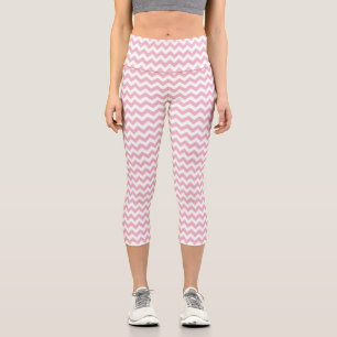 Pink Zigzag, Pink Chevron, Geometric Pattern Capri Leggings