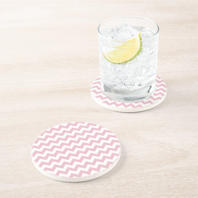 Pink Zigzag, Pink Chevron, Geometric Pattern Coaster (Side)