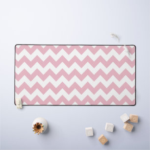 Pink Zigzag, Pink Chevron, Geometric Pattern Desk Mat