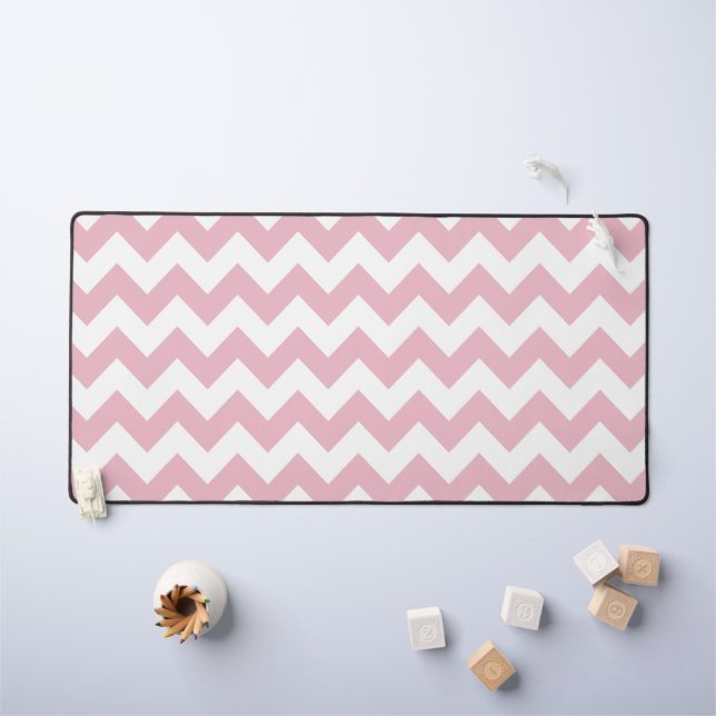 Pink Zigzag, Pink Chevron, Geometric Pattern Desk Mat (Kids Table)
