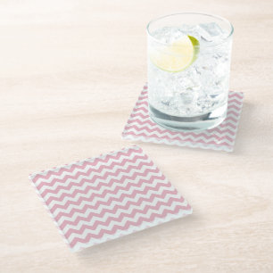 Pink Zigzag, Pink Chevron, Geometric Pattern Glass Coaster
