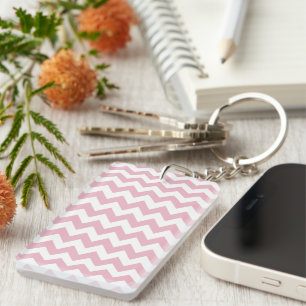 Pink Zigzag, Pink Chevron, Geometric Pattern Key Ring