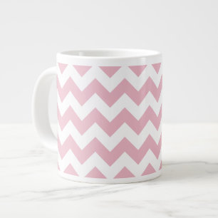 Pink Zigzag, Pink Chevron, Geometric Pattern Large Coffee Mug