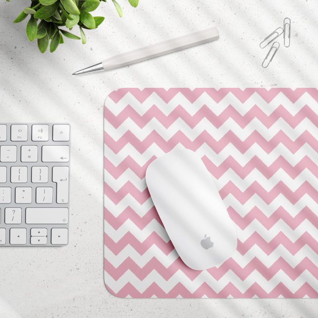 Pink Zigzag, Pink Chevron, Geometric Pattern Mouse Pad (Creator Uploaded)