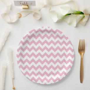 Pink Zigzag, Pink Chevron, Geometric Pattern Paper Plate