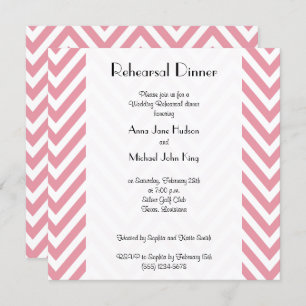 Pink Zigzag, Pink Chevron, Rehearsal Dinner Invitation