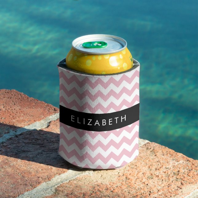 Pink Zigzag, Pink Chevron, Wave Pattern, Your Name Can Cooler (In Situ Pool)