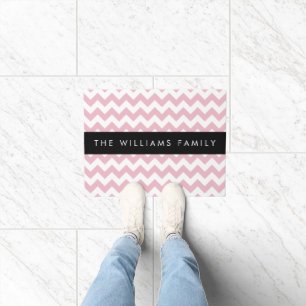 Pink Zigzag, Pink Chevron, Wave Pattern, Your Name Doormat