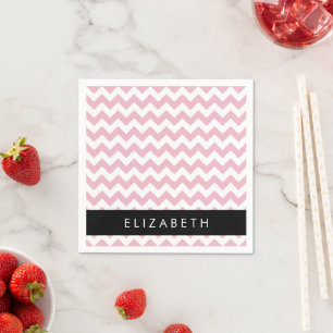 Pink Zigzag, Pink Chevron, Wave Pattern, Your Name Napkin