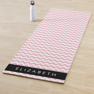 Pink Zigzag, Pink Chevron, Wave Pattern, Your Name Yoga Mat