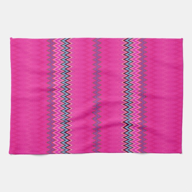 Pink Zigzag Tea Towel (Horizontal)