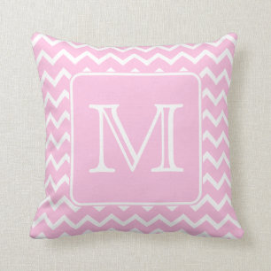 Pink Zigzags with Custom Monogram. Cushion