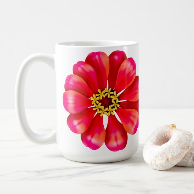 Pink Zinnia Coffee Mug (With Donut)