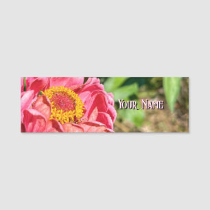 Pink Zinnia Flower Custom Image Logo Name Title Tag