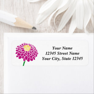Pink Zinnia flower custom return address labels