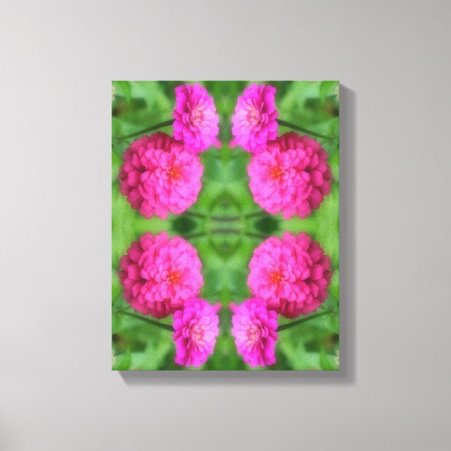 Pink Zinnia Flower Pair Close Up Abstract  Canvas Print (Front)