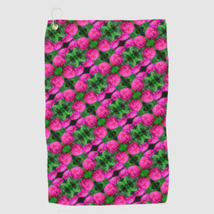 Pink Zinnia Flower Pair Close Up Abstract Pattern Golf Towel