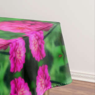 Pink Zinnia Flower Pair Close Up Abstract Pattern  Tablecloth