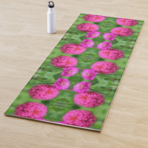 Pink Zinnia Flower Pair Close Up Abstract Yoga Mat