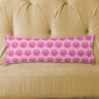 Pink Zinnia Flower Seamless Pattern on Body Pillow