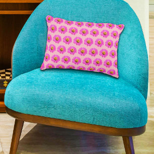 Pink Zinnia Flower Seamless Pattern on Decorative Cushion