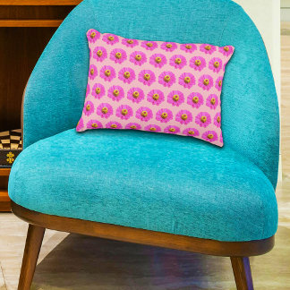 Pink Zinnia Flower Seamless Pattern on Decorative Cushion