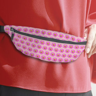 Pink Zinnia Flower Seamless Pattern on Fanny Pack