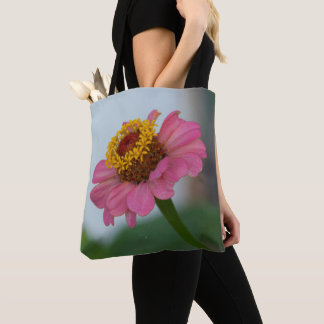 Pink Zinnia Flower Tote Bag