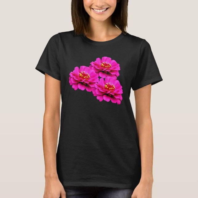Pink Zinnia Flowers Nature  T-Shirt (Front)